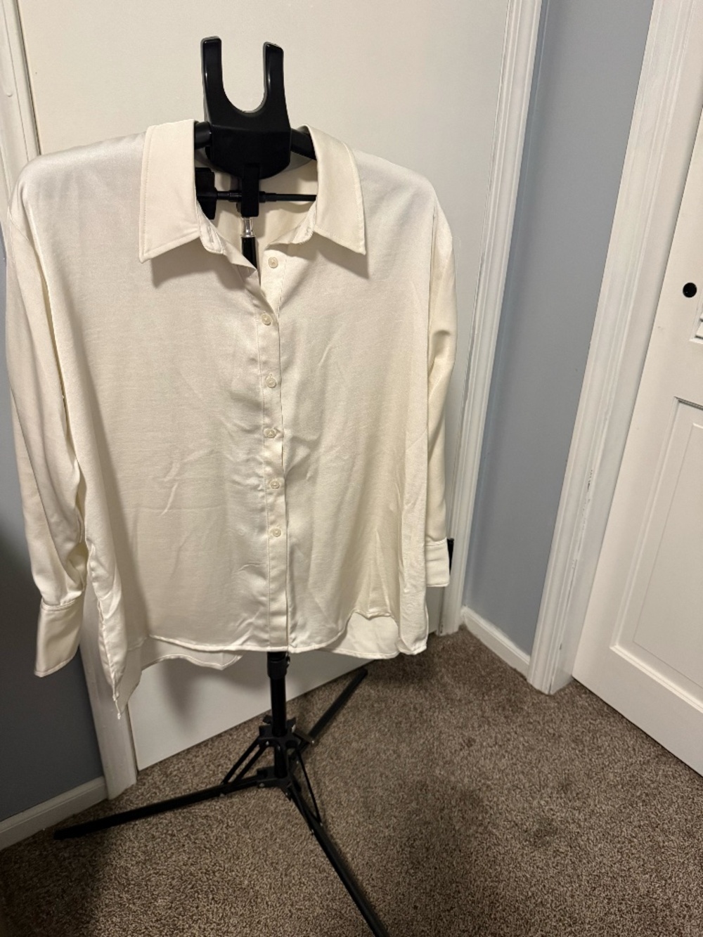A New Day Cream Button-Down Long-Sleeve Blouse